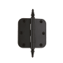 Grandeur Solid Brass 3.5 x 3.5 Inch Plain Bearing 5/8" Radius Corner Mortise Door Hinge with Steeple Finial - Single Hinge Timeless Bronze