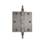 Grandeur 3.5 x 3.5 Inch Plain Bearing Square Corner Mortise Door Hinge with Steeple Finial - Single Hinge Antique Pewter