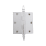 Grandeur 3.5 x 3.5 Inch Plain Bearing Square Corner Mortise Door Hinge with Steeple Finial - Single Hinge Bright Chrome