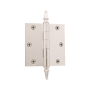 Grandeur 3.5 x 3.5 Inch Plain Bearing Square Corner Mortise Door Hinge with Steeple Finial - Single Hinge Polished Nickel