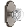 Grandeur Arc Solid Brass Rose Passage Door Knob Set with Chambord Crystal Knob and 2-3/4" Backset Antique Pewter