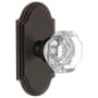 Grandeur Arc Solid Brass Rose Passage Door Knob Set with Chambord Crystal Knob and 2-3/4" Backset Timeless Bronze