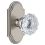 Grandeur Arc Solid Brass Rose Passage Door Knob Set with Fontainebleau Crystal Knob and 2-3/4" Backset Satin Nickel