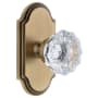 Grandeur Arc Solid Brass Rose Passage Door Knob Set with Fontainebleau Crystal Knob and 2-3/4" Backset Vintage Brass