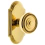 Grandeur Arc Solid Brass Passage Door Knob Set with Soleil Knob and 2-3/4" Backset Polished Brass