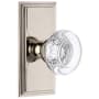 Grandeur Carre Solid Brass Rose Passage Door Knob Set with Bordeaux Crystal Knob and 2-3/4" Backset Polished Nickel