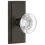 Grandeur Carre Solid Brass Rose Passage Door Knob Set with Bordeaux Crystal Knob and 2-3/4" Backset Timeless Bronze