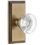 Grandeur Carre Solid Brass Rose Passage Door Knob Set with Bordeaux Crystal Knob and 2-3/4" Backset Vintage Brass