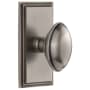 Grandeur Carre Solid Brass Rose Passage Door Knob Set with Eden Prairie Knob and 2-3/4" Backset Antique Pewter