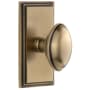 Grandeur Carre Solid Brass Rose Passage Door Knob Set with Eden Prairie Knob and 2-3/4" Backset Vintage Brass