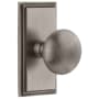 Grandeur Carre Solid Brass Rose Passage Door Knob Set with Fifth Avenue Knob and 2-3/4" Backset Antique Pewter
