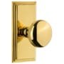 Grandeur Carre Solid Brass Rose Passage Door Knob Set with Fifth Avenue Knob and 2-3/4" Backset Polished Brass