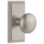 Grandeur Carre Solid Brass Rose Passage Door Knob Set with Fifth Avenue Knob and 2-3/4" Backset Satin Nickel