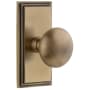 Grandeur Carre Solid Brass Rose Passage Door Knob Set with Fifth Avenue Knob and 2-3/4" Backset Vintage Brass