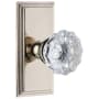 Grandeur Carre Solid Brass Rose Passage Door Knob Set with Fontainebleau Crystal Knob and 2-3/4" Backset Polished Nickel