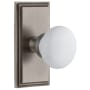 Grandeur Carre Solid Brass Rose Passage Door Knob Set with Hyde Park Knob and 2-3/4" Backset Antique Pewter