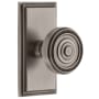 Grandeur Carre Solid Brass Rose Passage Door Knob Set with Soleil Knob and 2-3/4" Backset Antique Pewter