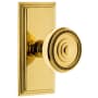 Grandeur Carre Solid Brass Rose Passage Door Knob Set with Soleil Knob and 2-3/4" Backset Lifetime Brass