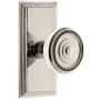 Grandeur Carre Solid Brass Rose Passage Door Knob Set with Soleil Knob and 2-3/4" Backset Polished Nickel