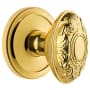 Grandeur Circulaire Solid Brass Rose Passage Door Knob Set with Grande Victorian Knob and 2-3/4" Backset Polished Brass