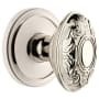 Grandeur Circulaire Solid Brass Rose Passage Door Knob Set with Grande Victorian Knob and 2-3/4" Backset Polished Nickel