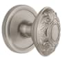 Grandeur Circulaire Solid Brass Rose Passage Door Knob Set with Grande Victorian Knob and 2-3/4" Backset Satin Nickel