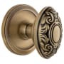 Grandeur Circulaire Solid Brass Rose Passage Door Knob Set with Grande Victorian Knob and 2-3/4" Backset Vintage Brass