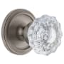 Grandeur Circulaire Solid Brass Rose Passage Door Knob Set with Versailles Crystal Knob and 2-3/4" Backset Antique Pewter