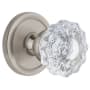Grandeur Circulaire Solid Brass Rose Passage Door Knob Set with Versailles Crystal Knob and 2-3/4" Backset Satin Nickel