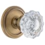 Grandeur Circulaire Solid Brass Rose Passage Door Knob Set with Versailles Crystal Knob and 2-3/4" Backset Vintage Brass