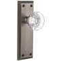 Grandeur Fifth Avenue Solid Brass Rose Passage Door Knob Set with Bordeaux Crystal Knob and 2-3/4" Backset Antique Pewter