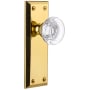 Grandeur Fifth Avenue Solid Brass Rose Passage Door Knob Set with Bordeaux Crystal Knob and 2-3/4" Backset Polished Brass