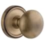 Grandeur Georgetown Solid Brass Rose Passage Door Knob Set with Fifth Avenue Knob and 2-3/4" Backset Vintage Brass