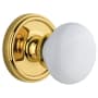 Grandeur Georgetown Solid Brass Rose Passage Knob Set with Hyde Park Knob and 2-3/4" Backset Polished Brass