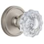 Grandeur Georgetown Solid Brass Rose Passage Knob Set with Versailles Crystal Knob and 2-3/4" Backset Satin Nickel