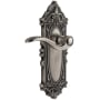Grandeur Grande Victorian Solid Brass Rose Right Handed Passage Door Lever Set with Bellagio Lever and 2-3/4" Backset Antique Pewter