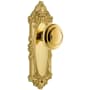 Grandeur Grande Victorian Solid Brass Rose Passage Door Knob Set with Circulaire Knob and 2-3/4" Backset Polished Brass