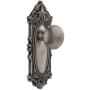 Grandeur Grande Victorian Solid Brass Rose Passage Door Knob Set with Fifth Avenue Knob and 2-3/4" Backset Antique Pewter
