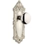 Grandeur Grande Victorian Solid Brass Rose Passage Door Knob Set with Fifth Avenue Knob and 2-3/4" Backset Polished Nickel