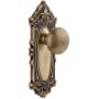 Grandeur Grande Victorian Solid Brass Rose Passage Door Knob Set with Fifth Avenue Knob and 2-3/4" Backset Vintage Brass