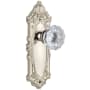 Grandeur Grande Victorian Solid Brass Rose Passage Door Knob Set with Fontainebleau Crystal Knob and 2-3/4" Backset Polished Nickel