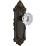 Grandeur Grande Victorian Solid Brass Rose Passage Door Knob Set with Fontainebleau Crystal Knob and 2-3/4" Backset Timeless Bronze