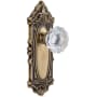 Grandeur Grande Victorian Solid Brass Rose Passage Door Knob Set with Fontainebleau Crystal Knob and 2-3/4" Backset Vintage Brass