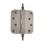 Grandeur 4 x 4 Inch Plain Bearing 5/8" Radius Corner Mortise Door Hinge with Steeple Finial - Single Hinge Antique Pewter