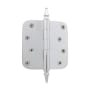 Grandeur 4 x 4 Inch Plain Bearing 5/8" Radius Corner Mortise Door Hinge with Steeple Finial - Single Hinge Bright Chrome