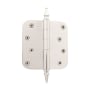 Grandeur 4 x 4 Inch Plain Bearing 5/8" Radius Corner Mortise Door Hinge with Steeple Finial - Single Hinge Polished Nickel