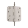 Grandeur 4 x 4 Inch Plain Bearing 5/8" Radius Corner Mortise Door Hinge with Steeple Finial - Single Hinge Satin Nickel
