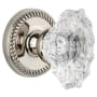 Grandeur Newport Solid Brass Rose Passage Door Knob Set with Biarritz Crystal Knob and 2-3/4" Backset Polished Nickel