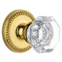 Grandeur Newport Solid Brass Rose Passage Door Knob Set with Chambord Crystal Knob and 2-3/4" Backset Lifetime Brass