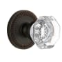 Grandeur Newport Solid Brass Rose Passage Door Knob Set with Chambord Crystal Knob and 2-3/4" Backset Timeless Bronze